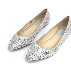 Betsey Johnson Coco rhinestone flats size 8